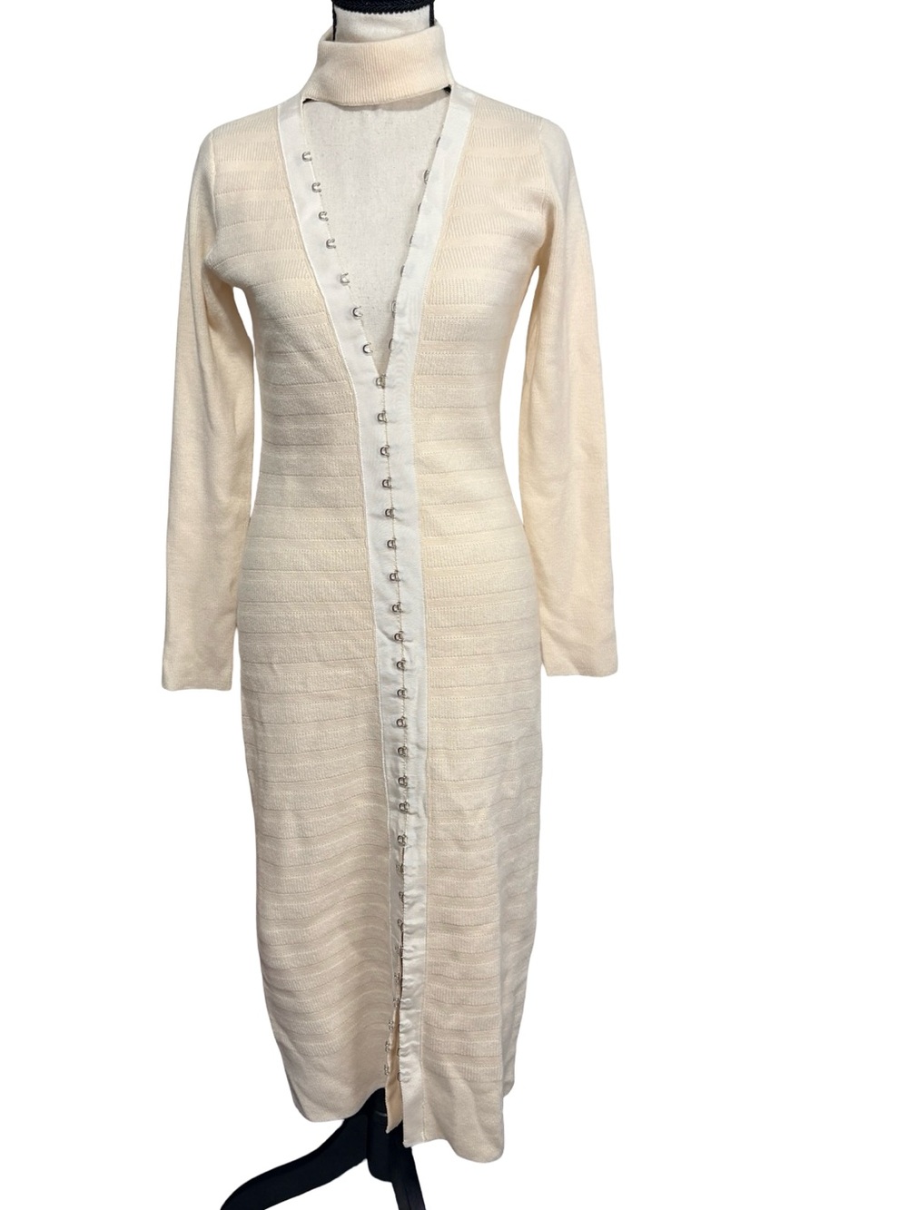 Jonathan Simkhai Ivory Wool Blend Hook & Eye Maxi Sweater Dress M